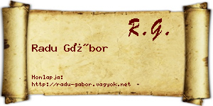 Radu Gábor névjegykártya